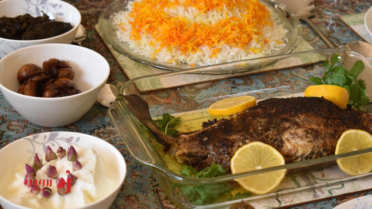 سبزی پلو با ماهی شکم پر