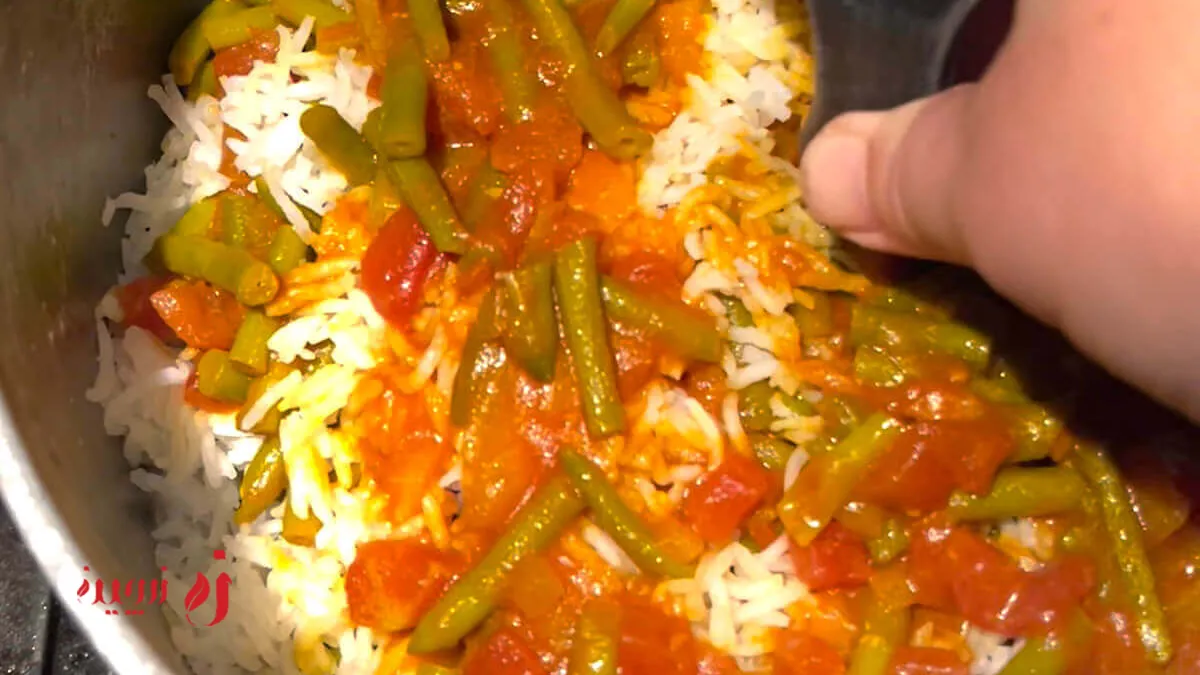 لوبیا پلو بدون گوشت