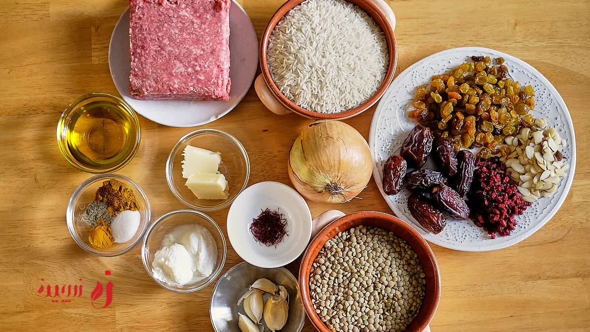  مواد اولیه عدس پلو